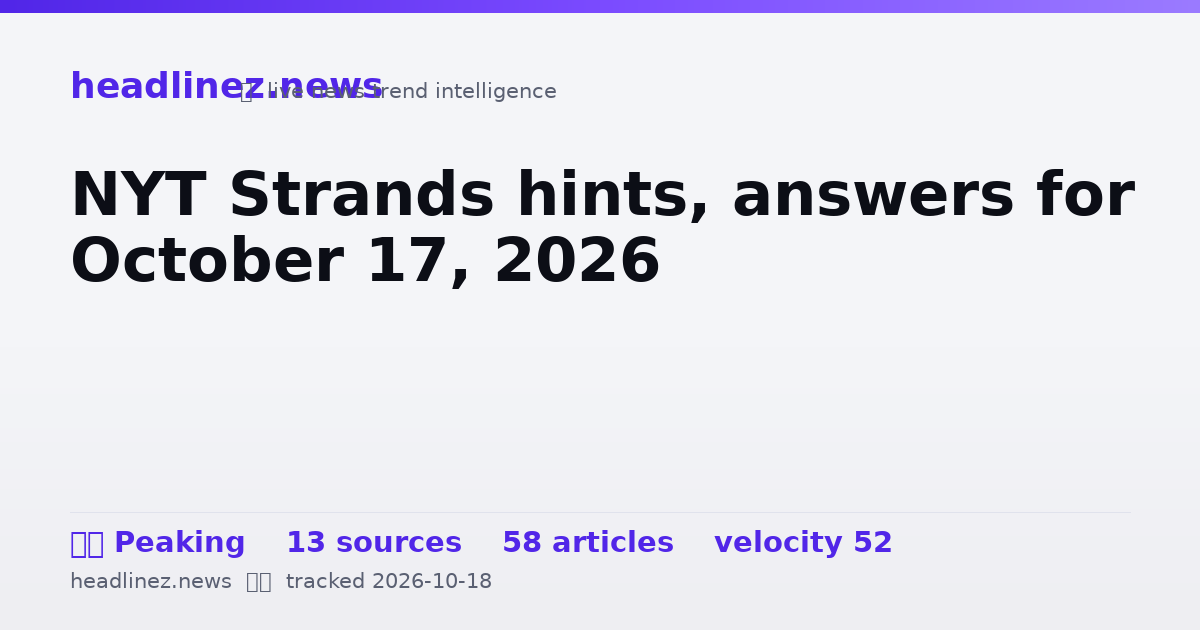 Visual summary for NYT Strands hints, answers for October 17, 2026