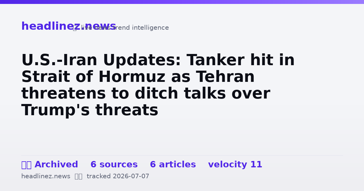 Visual summary for U.S.-Iran Updates: Tanker hit in Strait of Hormuz as Tehran threatens to ditch talks over Trump's threats