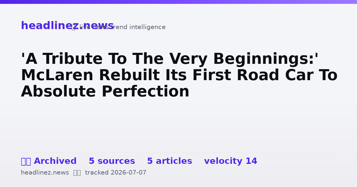 Visual summary for 'A Tribute To The Very Beginnings:' McLaren Rebuilt Its First Road Car To Absolute Perfection