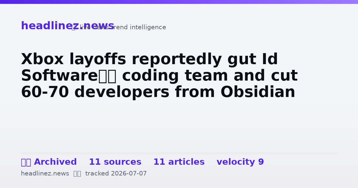 Visual summary for Xbox layoffs reportedly gut Id Software’s coding team and cut 60-70 developers from Obsidian