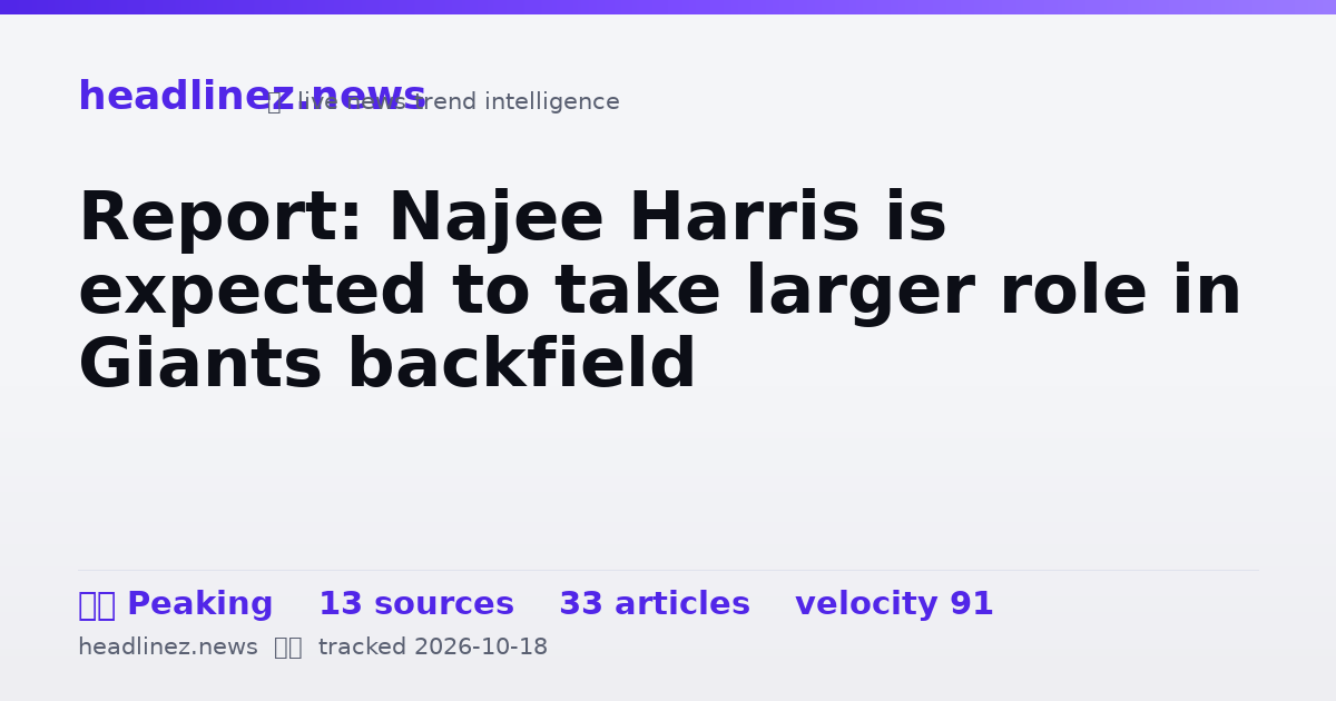 Visual summary for Report: Najee Harris is expected to take larger role in Giants backfield