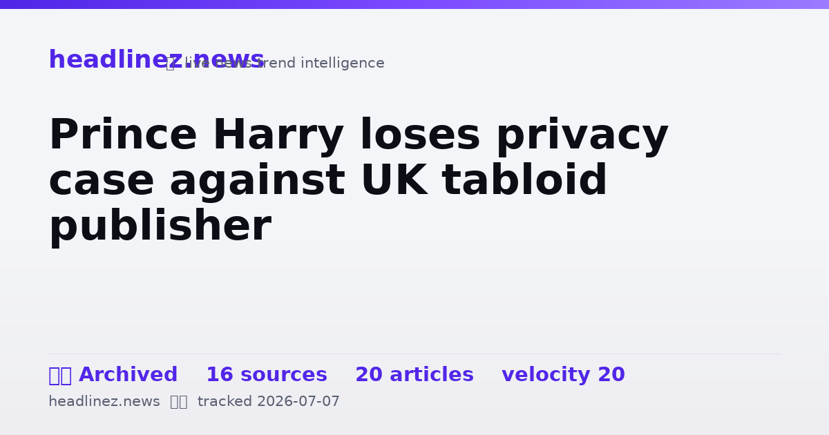 Visual summary for Prince Harry loses privacy case against UK tabloid publisher