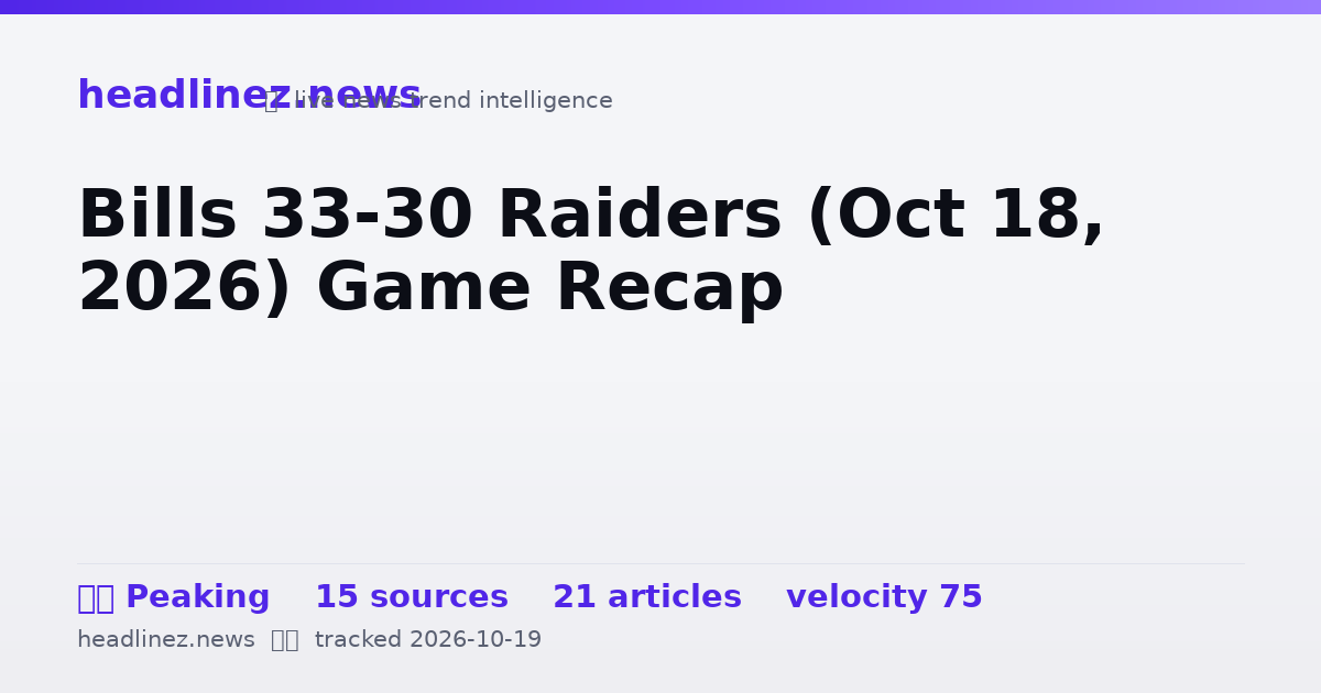 Visual summary for Bills 33-30 Raiders (Oct 18, 2026) Game Recap