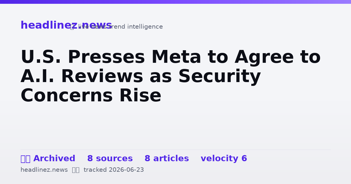 Visual summary for U.S. Presses Meta to Agree to A.I. Reviews as Security Concerns Rise