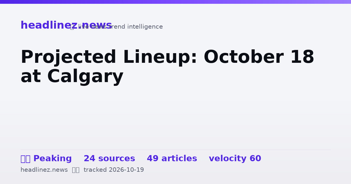 Visual summary for Projected Lineup: October 18 at Calgary