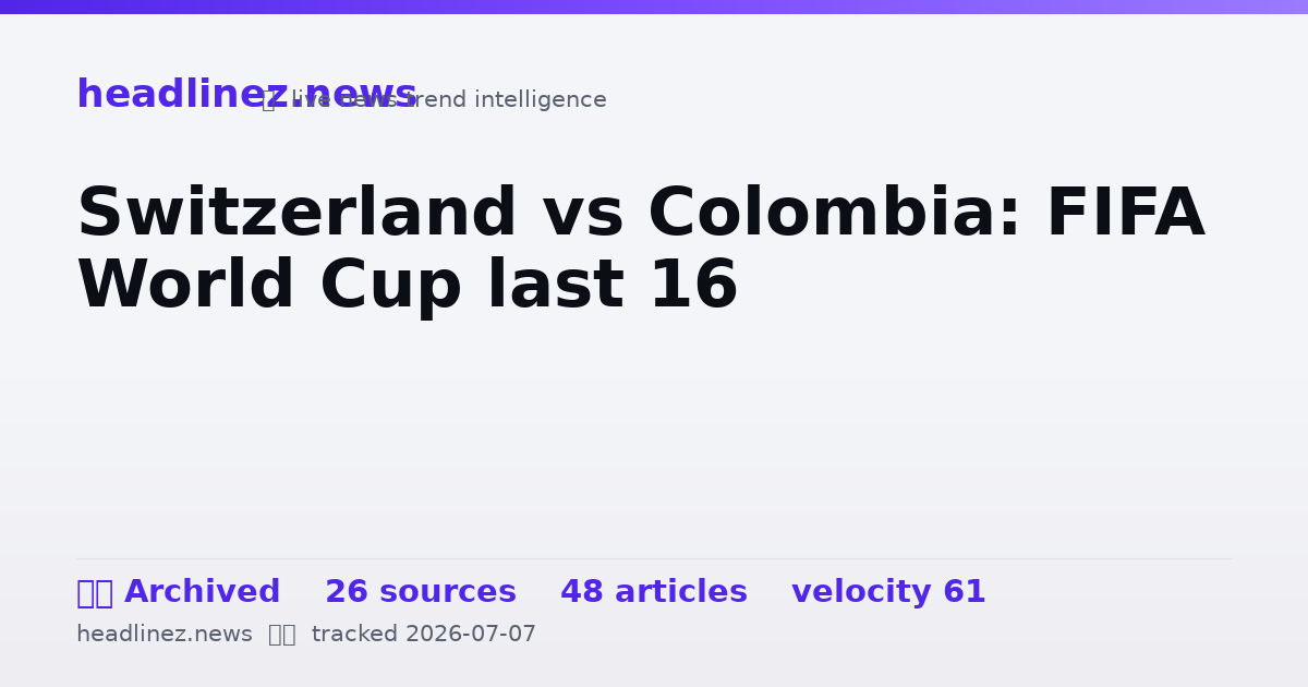 Visual summary for Switzerland vs Colombia: FIFA World Cup last 16