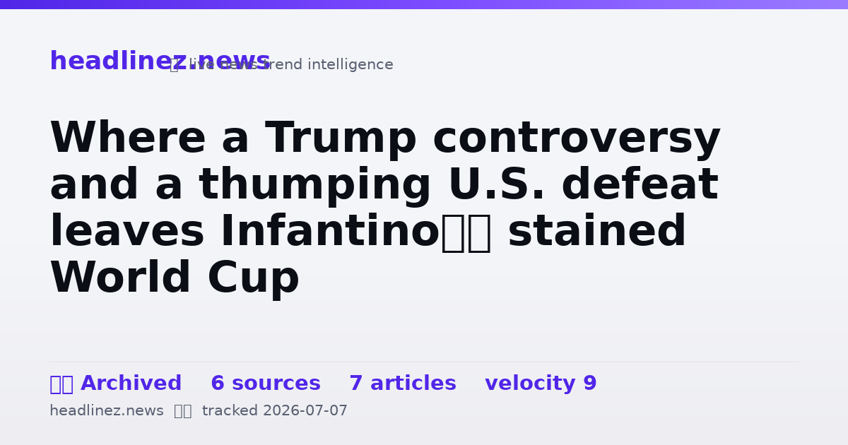 Visual summary for Where a Trump controversy and a thumping U.S. defeat leaves Infantino’s stained World Cup