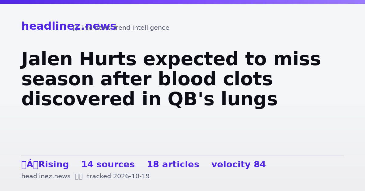 Visual summary for Jalen Hurts expected to miss season after blood clots discovered in QB's lungs