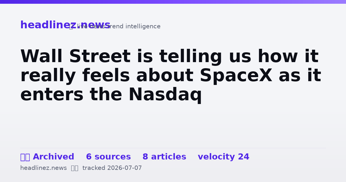 Visual summary for Wall Street is telling us how it really feels about SpaceX as it enters the Nasdaq