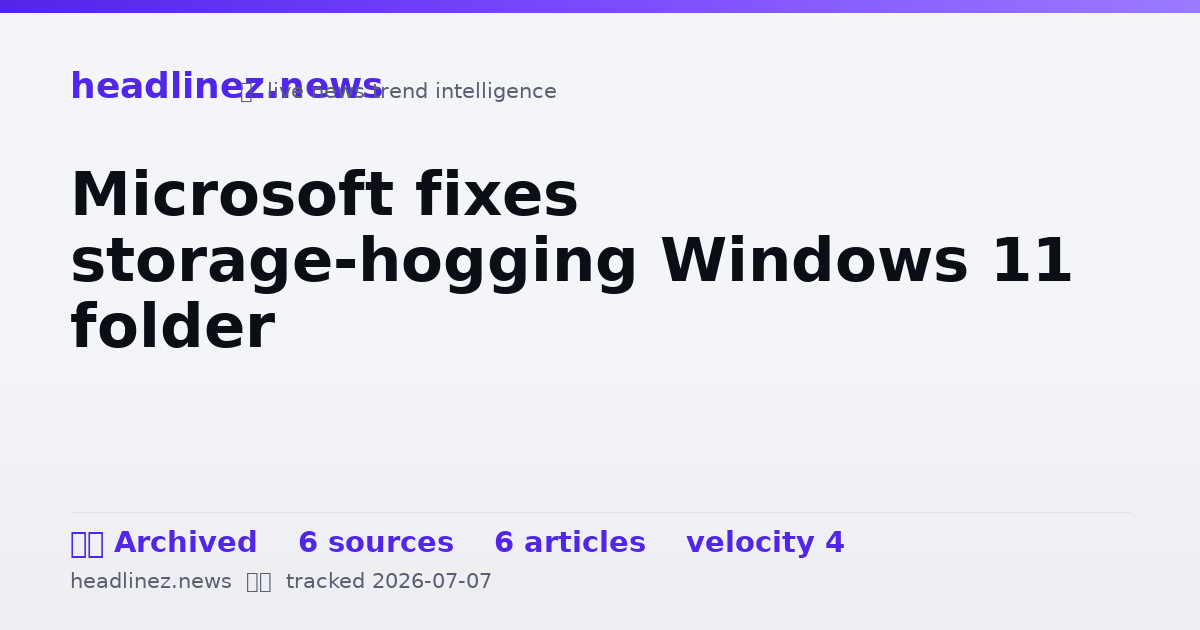 Visual summary for Microsoft fixes storage-hogging Windows 11 folder