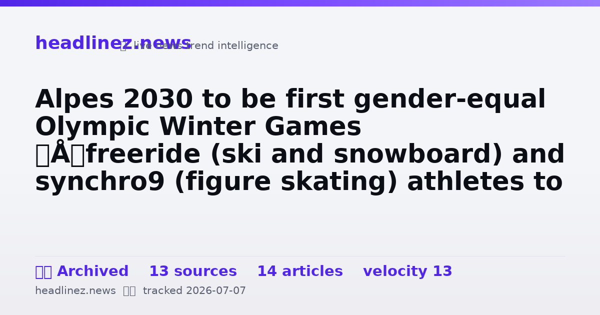 Visual summary for Alpes 2030 to be first gender-equal Olympic Winter Games – freeride (ski and snowboard) and synchro9 (figure skating) athletes to debut