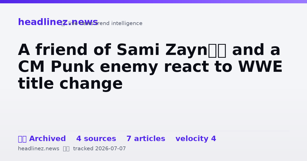 Visual summary for A friend of Sami Zayn’s and a CM Punk enemy react to WWE title change
