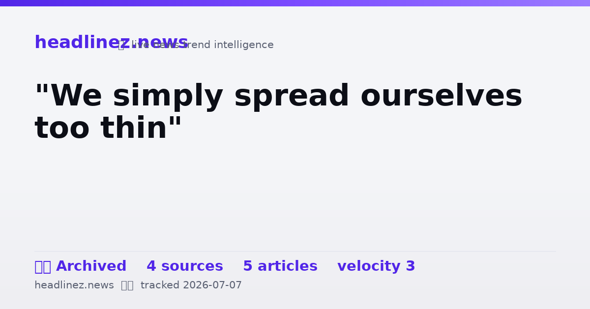 Visual summary for "We simply spread ourselves too thin"