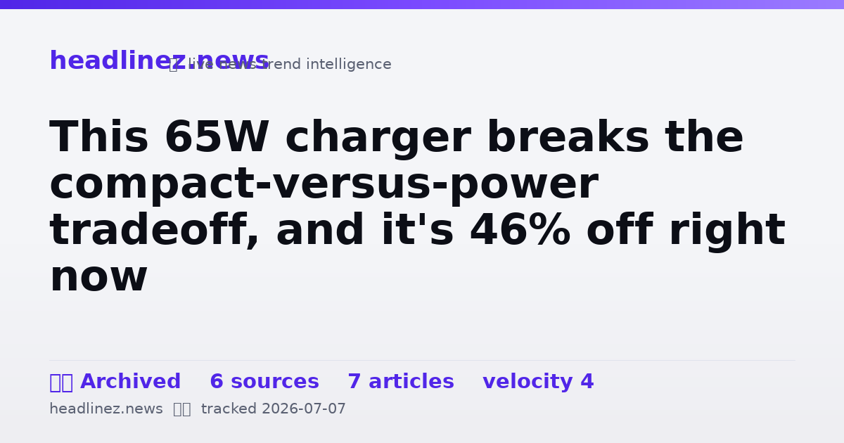 Visual summary for This 65W charger breaks the compact-versus-power tradeoff, and it's 46% off right now