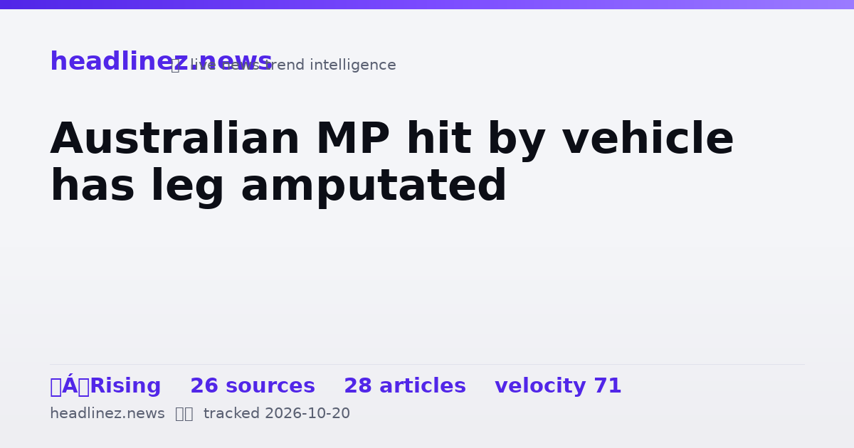 Visual summary for Australian MP hit by vehicle has leg amputated