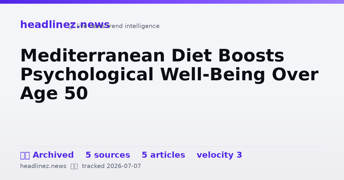 Visual summary for Mediterranean Diet Boosts Psychological Well-Being Over Age 50
