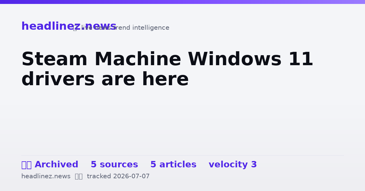 Visual summary for Steam Machine Windows 11 drivers are here