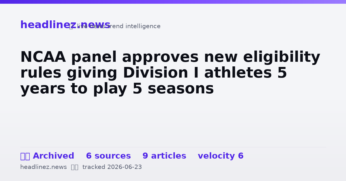 Visual summary for NCAA panel approves new eligibility rules giving Division I athletes 5 years to play 5 seasons
