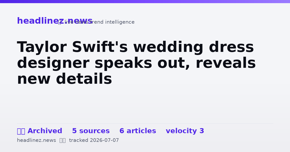 Visual summary for Taylor Swift's wedding dress designer speaks out, reveals new details