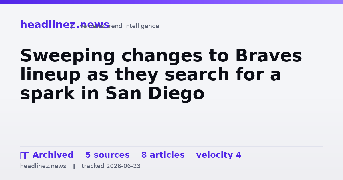 Visual summary for Sweeping changes to Braves lineup as they search for a spark in San Diego