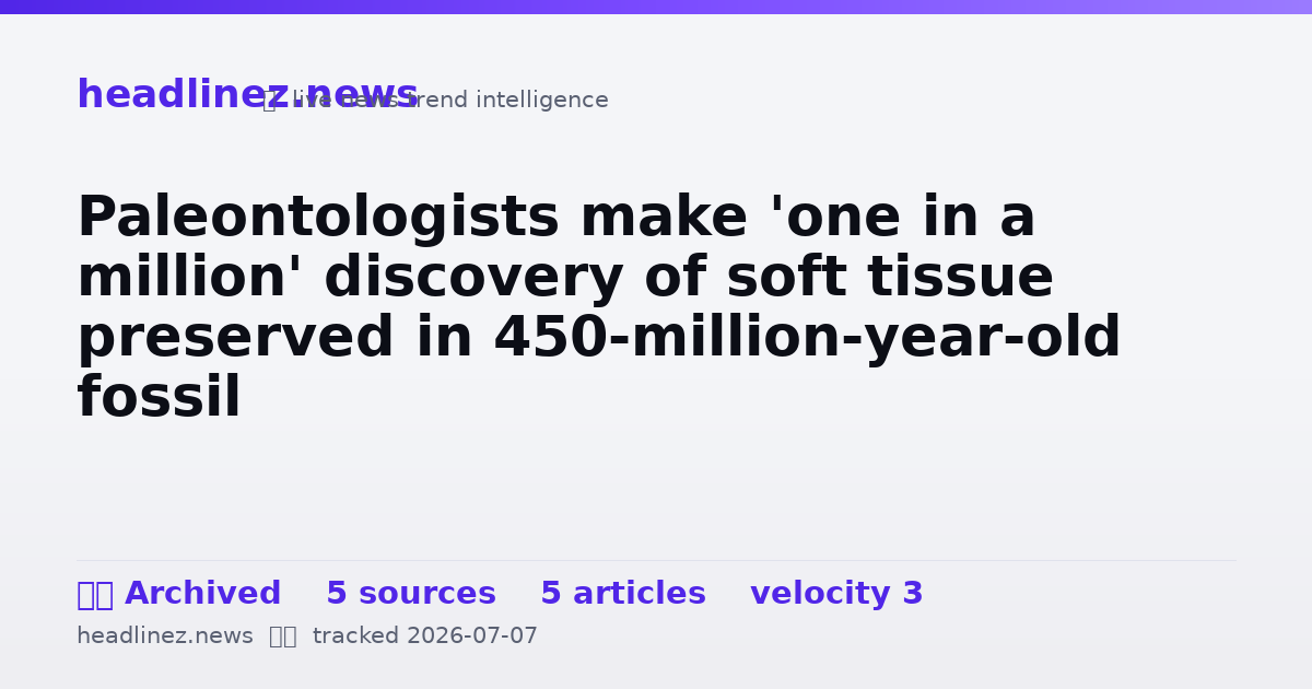 Visual summary for Paleontologists make 'one in a million' discovery of soft tissue preserved in 450-million-year-old fossil