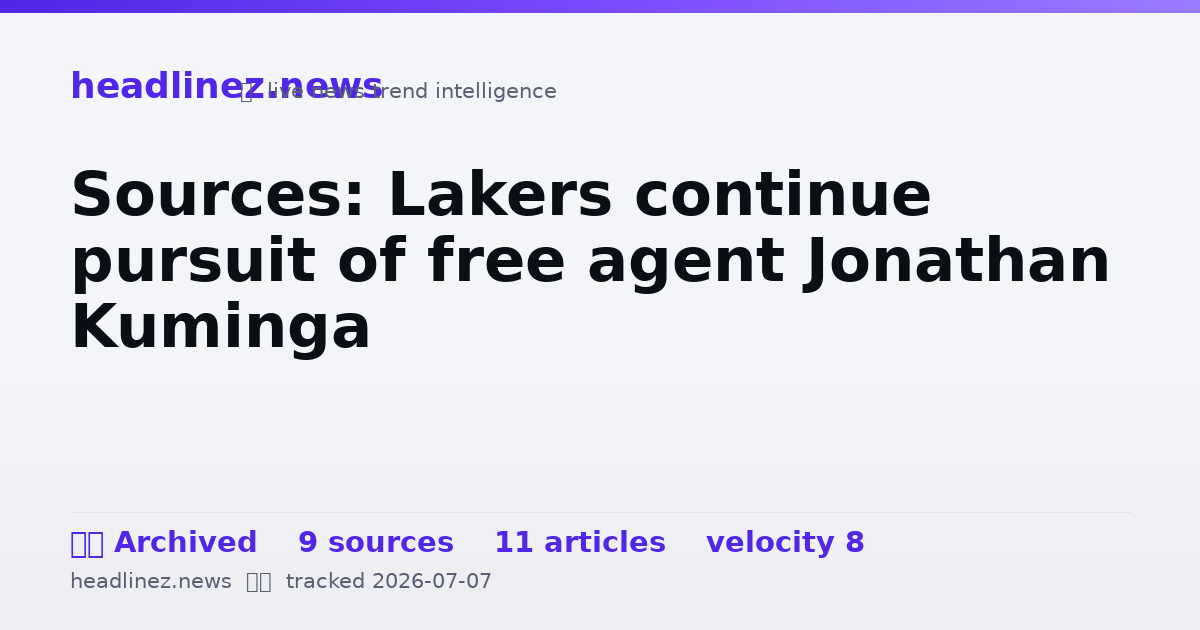 Visual summary for Sources: Lakers continue pursuit of free agent Jonathan Kuminga