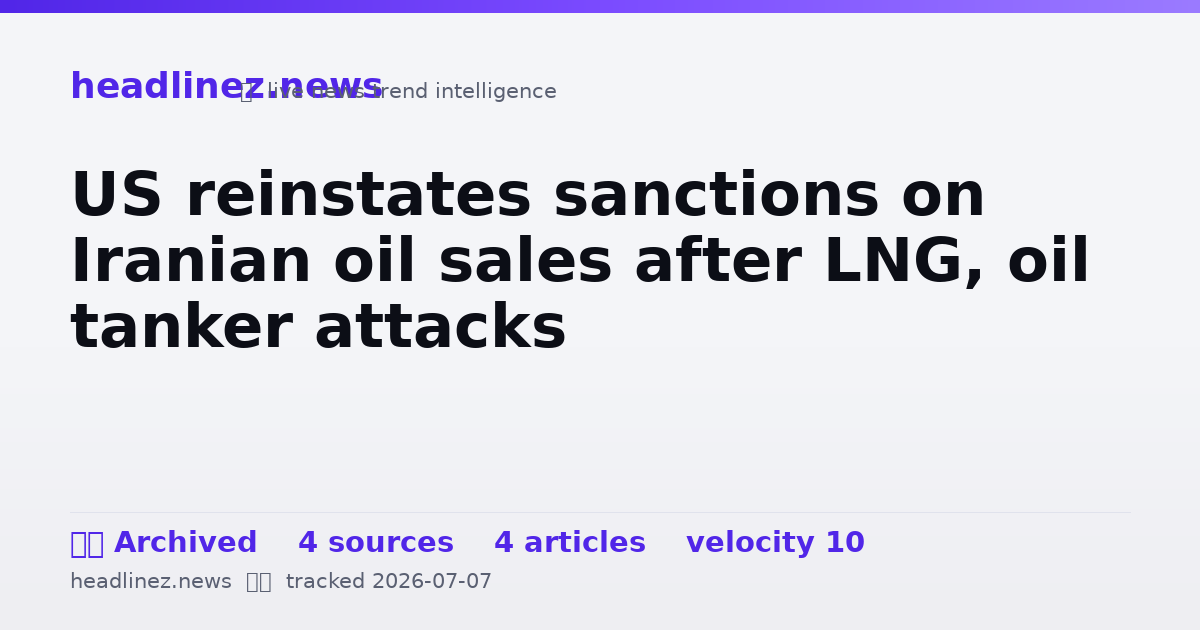 Visual summary for US reinstates sanctions on Iranian oil sales after LNG, oil tanker attacks