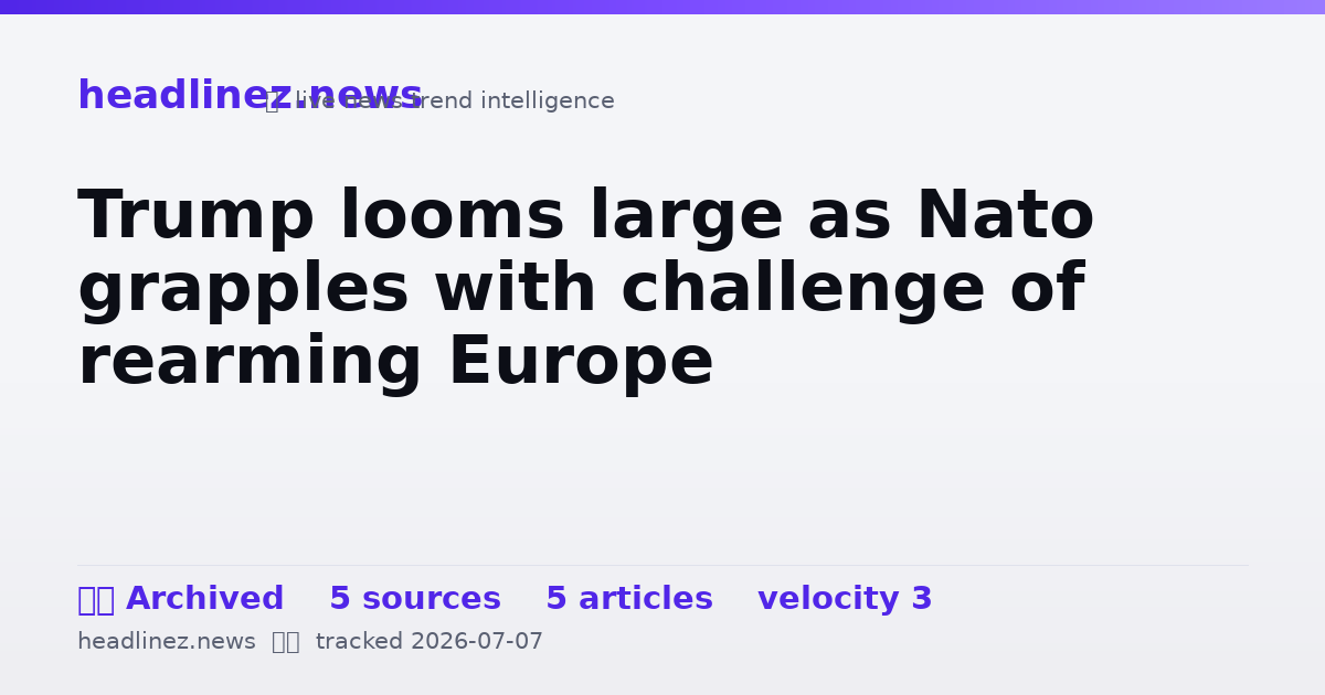 Visual summary for Trump looms large as Nato grapples with challenge of rearming Europe