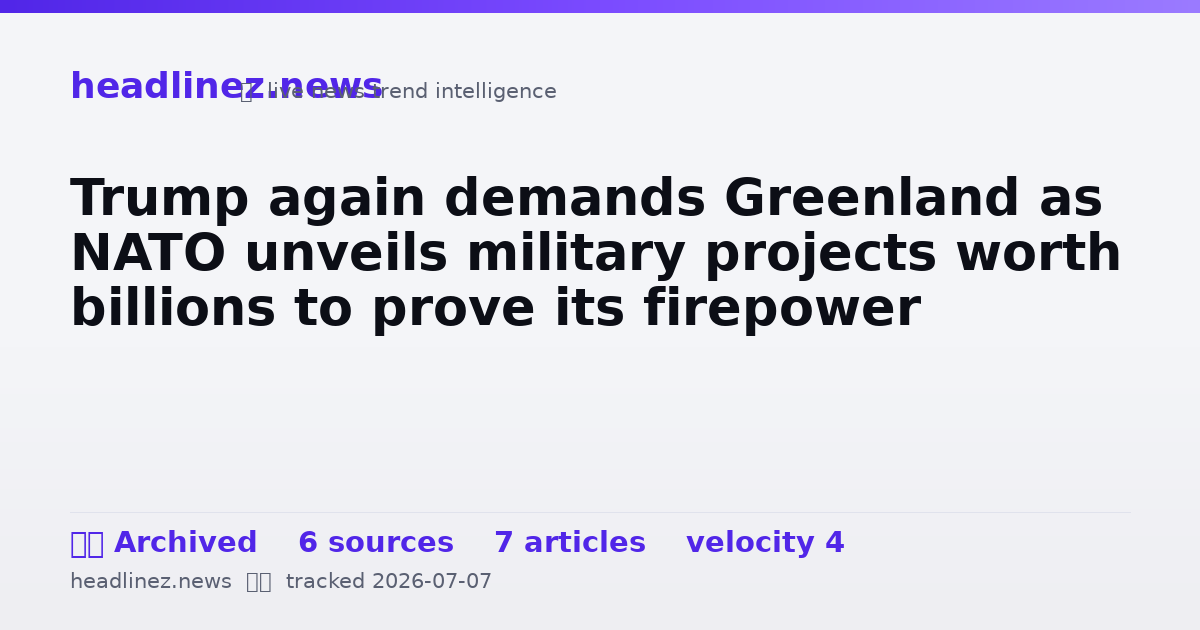 Visual summary for Trump again demands Greenland as NATO unveils military projects worth billions to prove its firepower