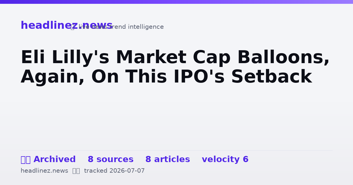 Visual summary for Eli Lilly's Market Cap Balloons, Again, On This IPO's Setback