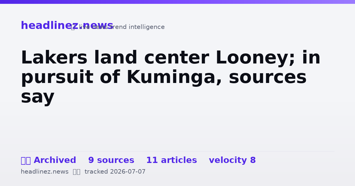 Visual summary for Lakers land center Looney; in pursuit of Kuminga, sources say