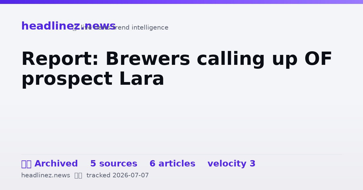 Visual summary for Report: Brewers calling up OF prospect Lara