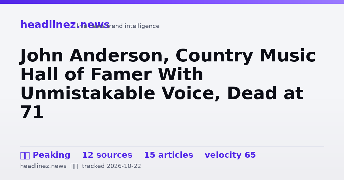 Visual summary for John Anderson, Country Music Hall of Famer With Unmistakable Voice, Dead at 71