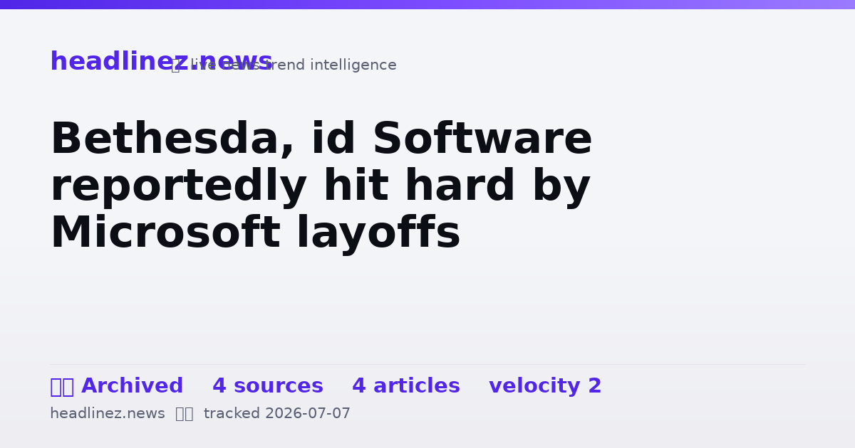 Visual summary for Bethesda, id Software reportedly hit hard by Microsoft layoffs