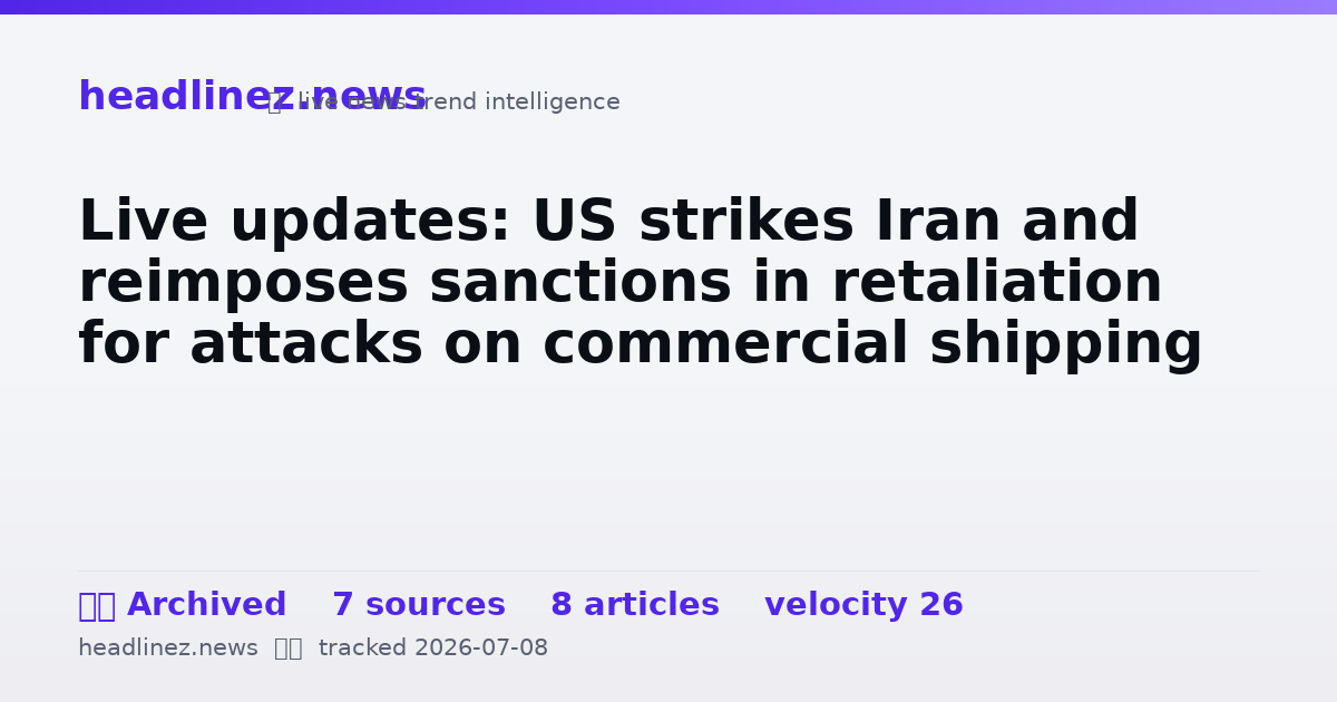 Visual summary for Live updates: US strikes Iran and reimposes sanctions in retaliation for attacks on commercial shipping