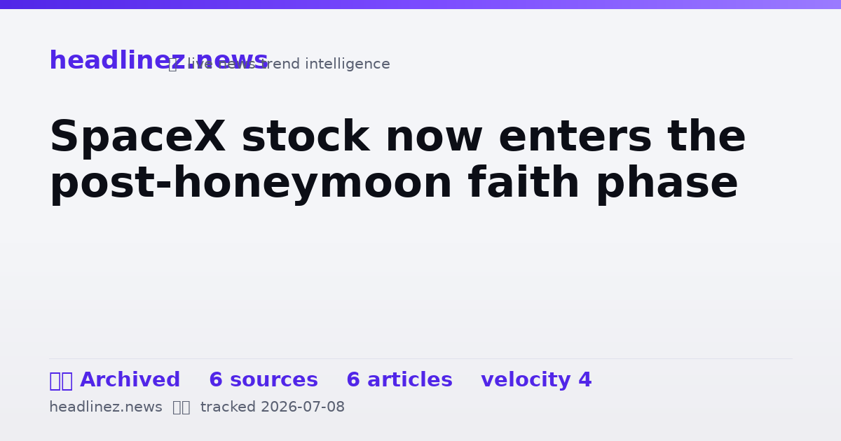 Visual summary for SpaceX stock now enters the post-honeymoon faith phase