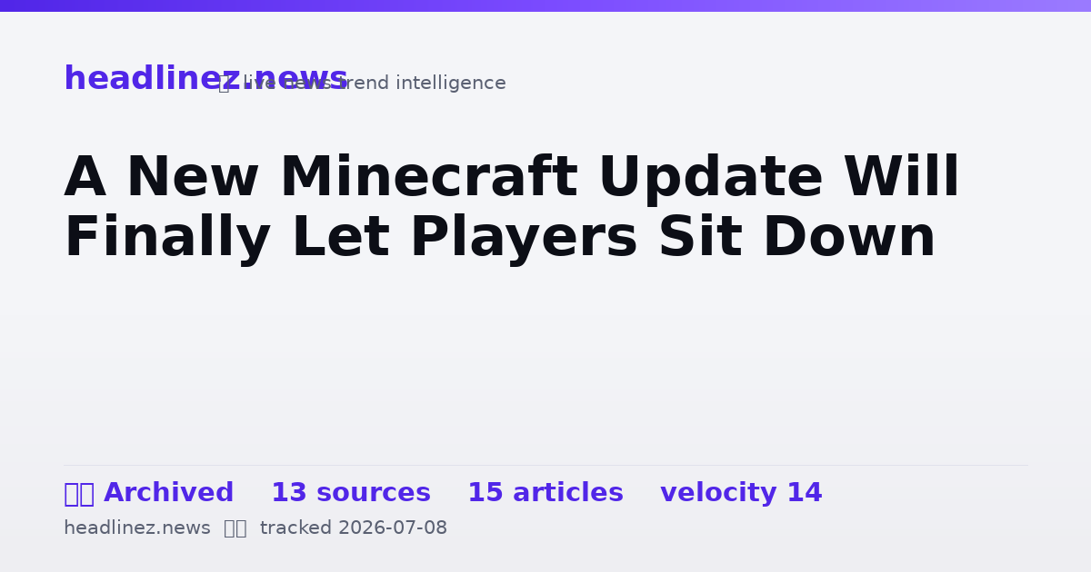 Visual summary for A New Minecraft Update Will Finally Let Players Sit Down
