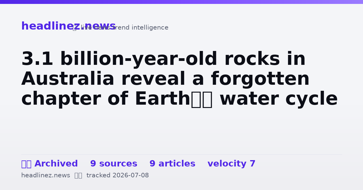Visual summary for 3.1 billion-year-old rocks in Australia reveal a forgotten chapter of Earth’s water cycle