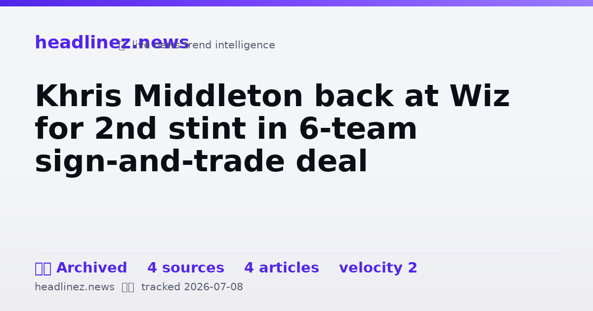 Visual summary for Khris Middleton back at Wiz for 2nd stint in 6-team sign-and-trade deal