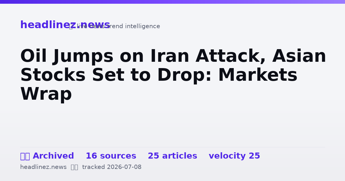 Visual summary for Oil Jumps on Iran Attack, Asian Stocks Set to Drop: Markets Wrap