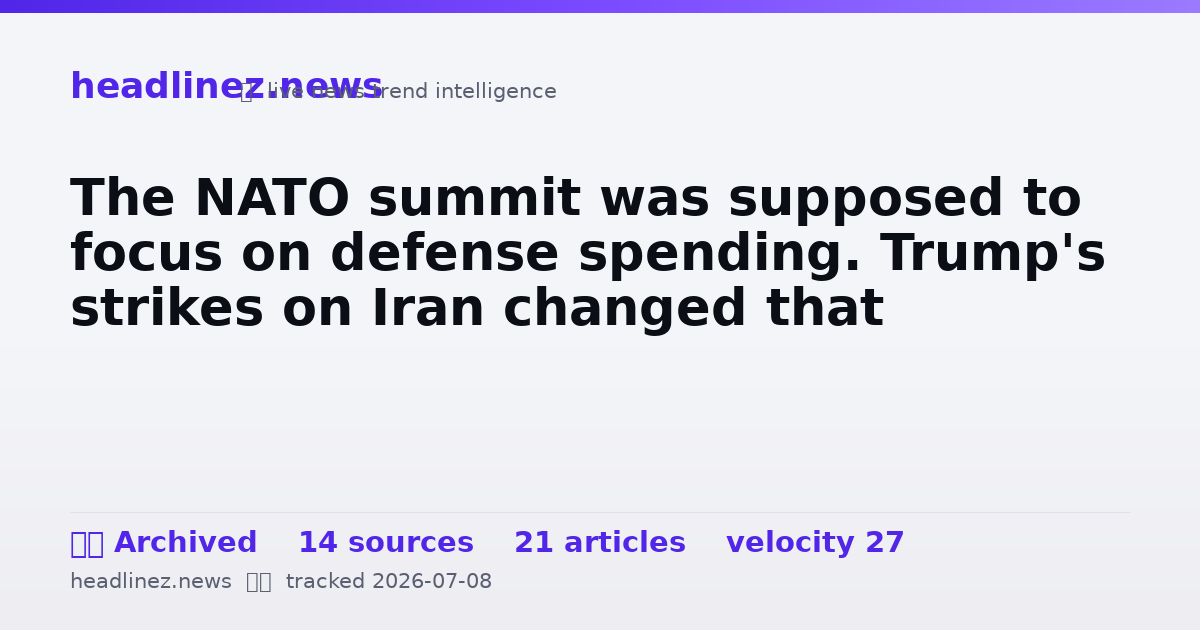 Visual summary for The NATO summit was supposed to focus on defense spending. Trump's strikes on Iran changed that