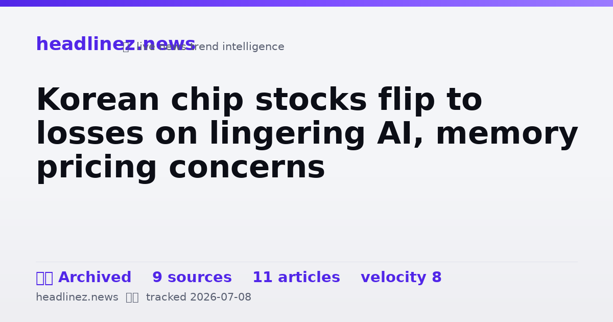 Visual summary for Korean chip stocks flip to losses on lingering AI, memory pricing concerns