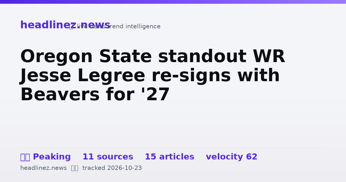 Visual summary for Oregon State standout WR Jesse Legree re-signs with Beavers for '27