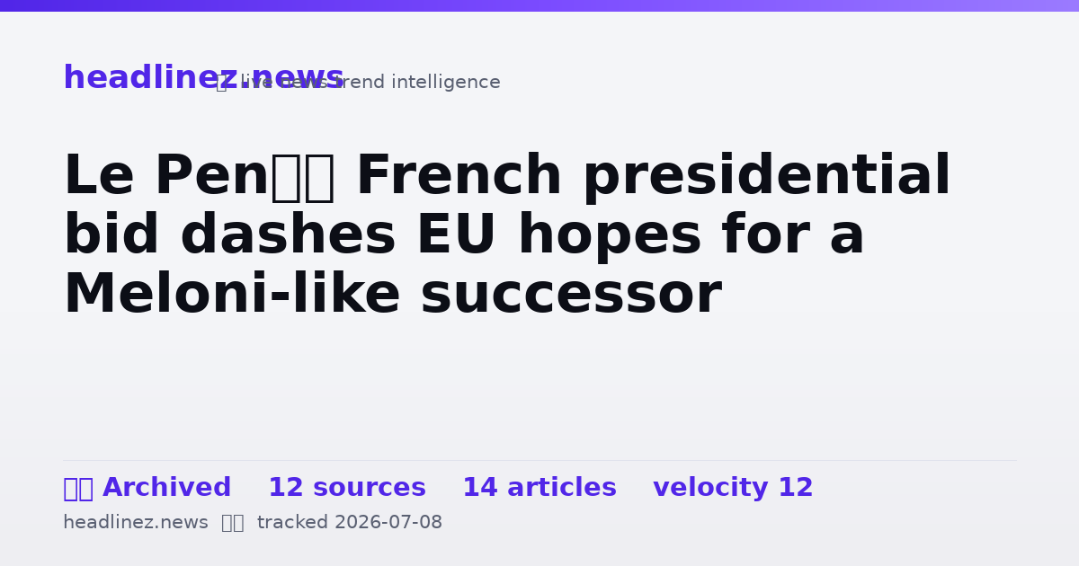 Visual summary for Le Pen’s French presidential bid dashes EU hopes for a Meloni-like successor