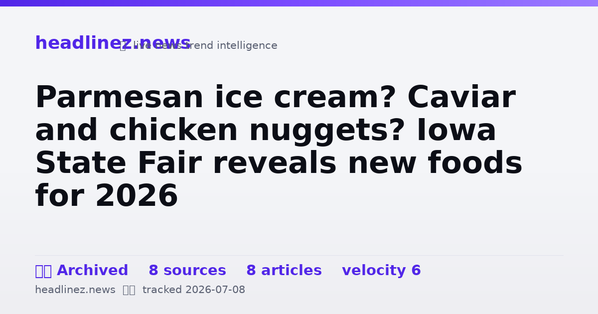 Visual summary for Parmesan ice cream? Caviar and chicken nuggets? Iowa State Fair reveals new foods for 2026