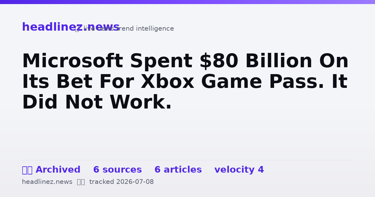 Visual summary for Microsoft Spent $80 Billion On Its Bet For Xbox Game Pass. It Did Not Work.