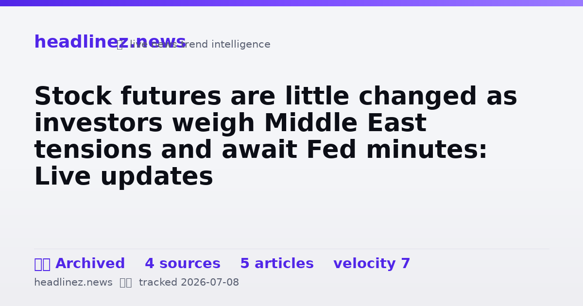 Visual summary for Stock futures are little changed as investors weigh Middle East tensions and await Fed minutes: Live updates