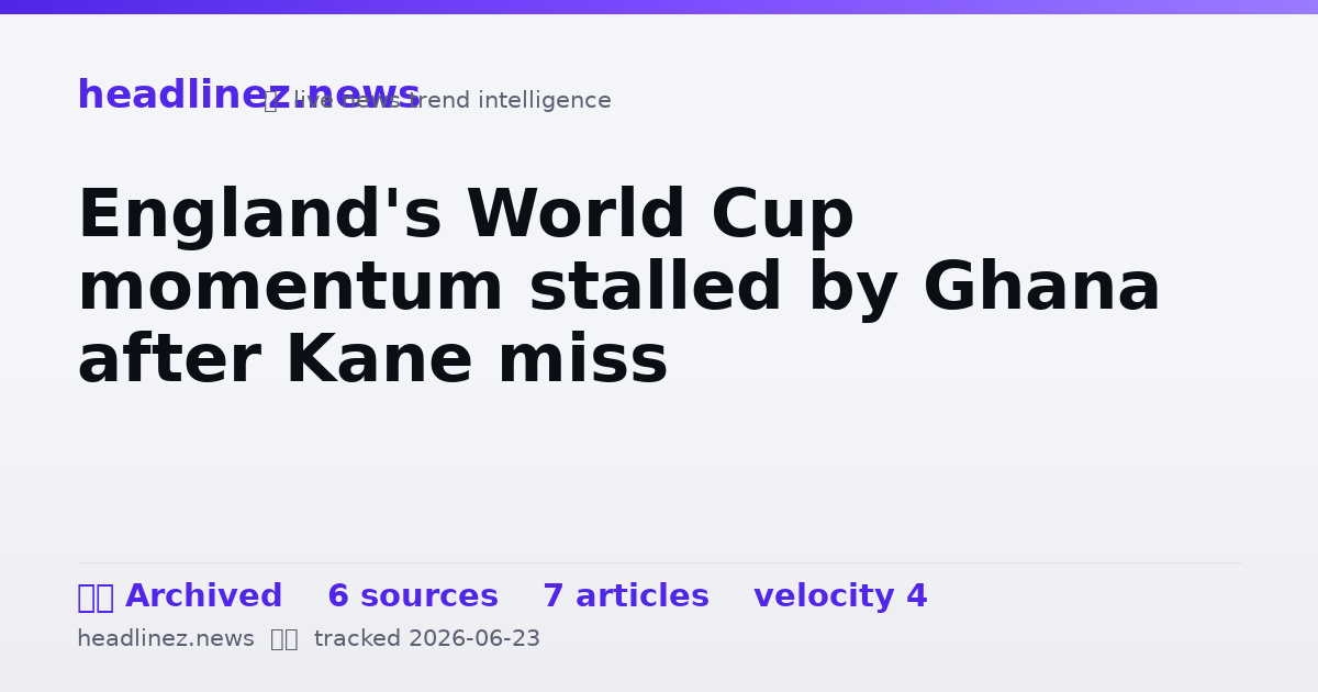 Visual summary for England's World Cup momentum stalled by Ghana after Kane miss