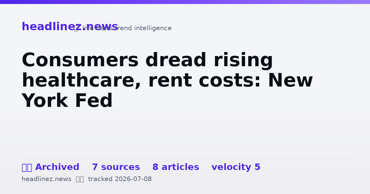 Visual summary for Consumers dread rising healthcare, rent costs: New York Fed