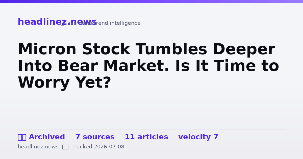 Visual summary for Micron Stock Tumbles Deeper Into Bear Market. Is It Time to Worry Yet?
